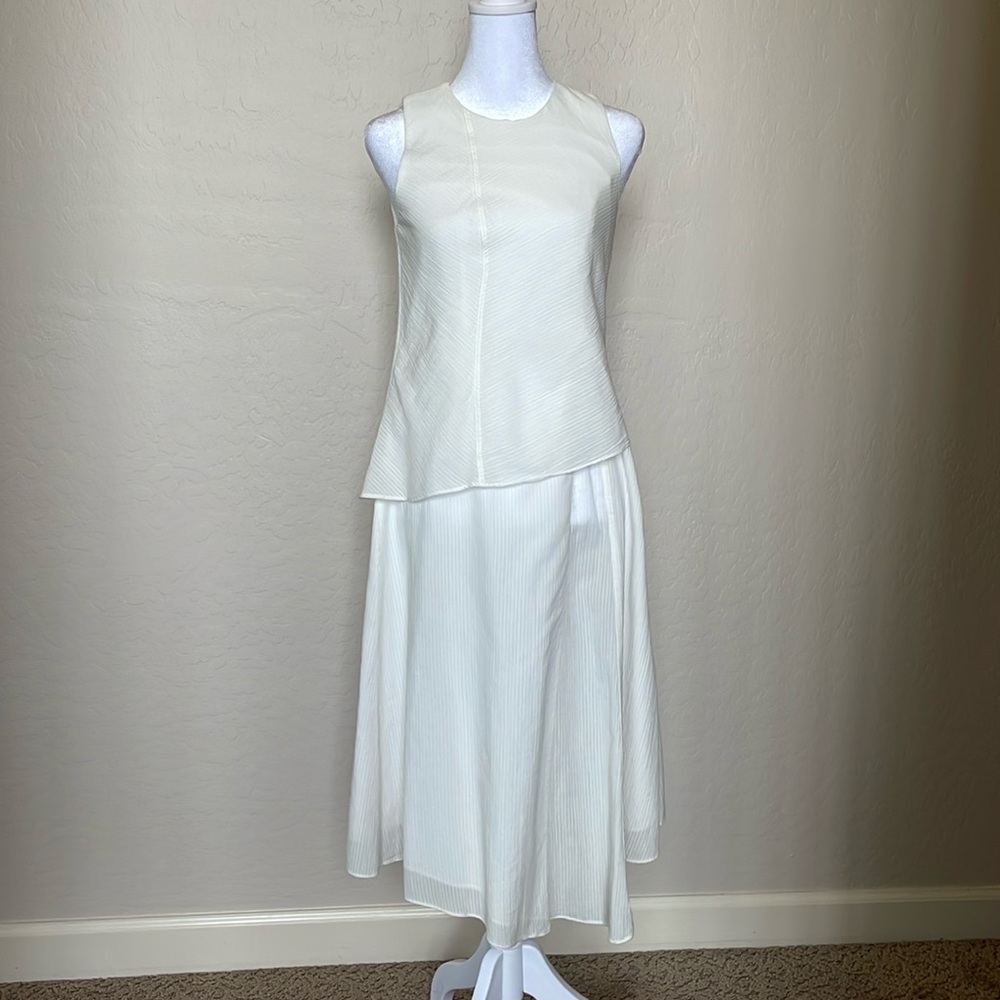 Rag & Bone Large White Fernay Handkerchief Hem Layer Asymmetrical Midi Dress
